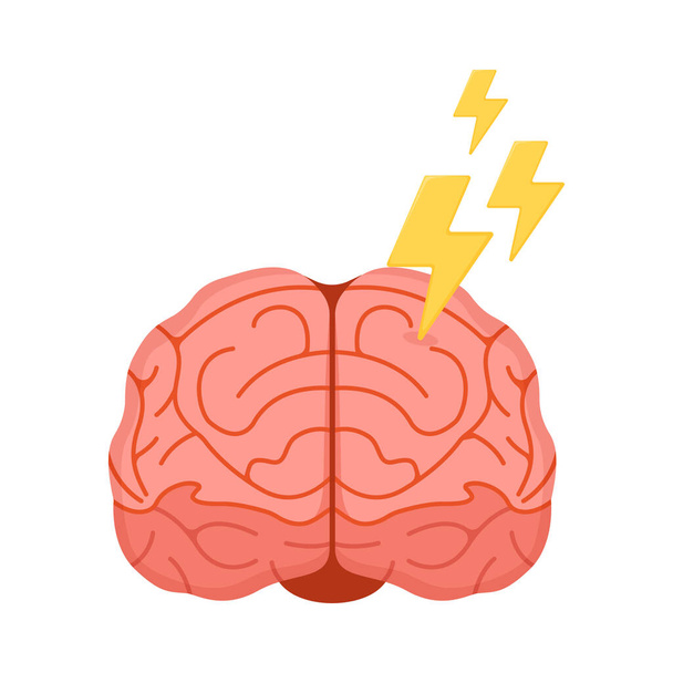Human brain icon, concept cartoon vector illustration, isolated on white, healthy mental lifestyle stable. - Vector, Image
