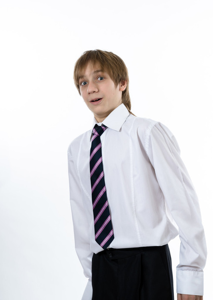 Office style showing by young boy - Foto, Bild