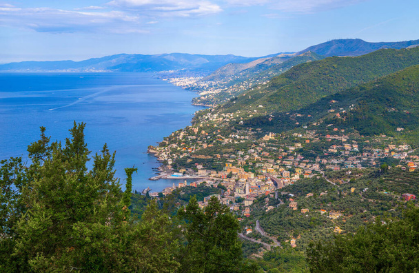 Aerial view of the Ligurian coast over Recco and towards Genoa, Italy. - Foto, Imagen