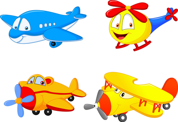 Cartoon vliegtuig - Vector, afbeelding