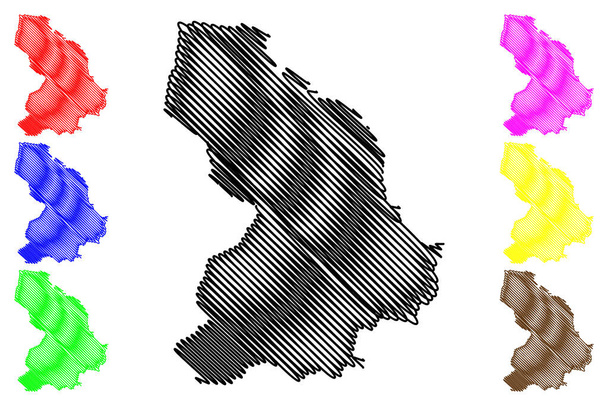 クロッペンブルク郡(ドイツ連邦共和国,地方,ニーダーザクセン州)地図ベクトル図,スクリブルスケッチクロッペンブルク地図 - ベクター画像