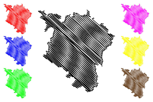 Calw district (Republika Federalna Niemiec, powiat wiejski, Badenia-Wirtembergia State) mapa wektor ilustracja, skecz bazgroły Calw map - Wektor, obraz