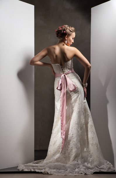 The beautiful young woman in a wedding dress - Foto, Imagem