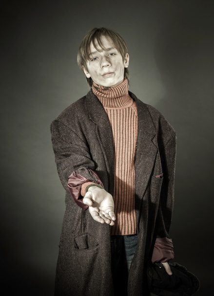 Young actor showing beggar - Fotografie, Obrázek