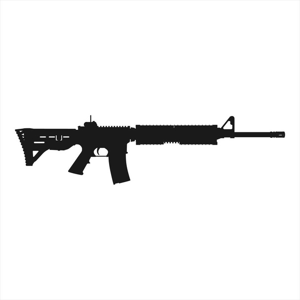M-16 rifle silhouette isolated on white background. Weapon collection. Vector - Vektori, kuva