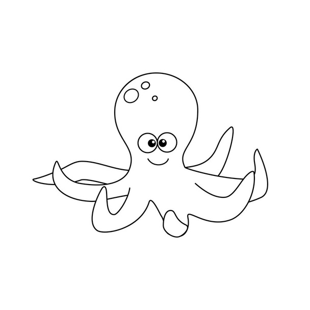 Cute cartoon octopus isolated on white background. Vector - Vetor, Imagem