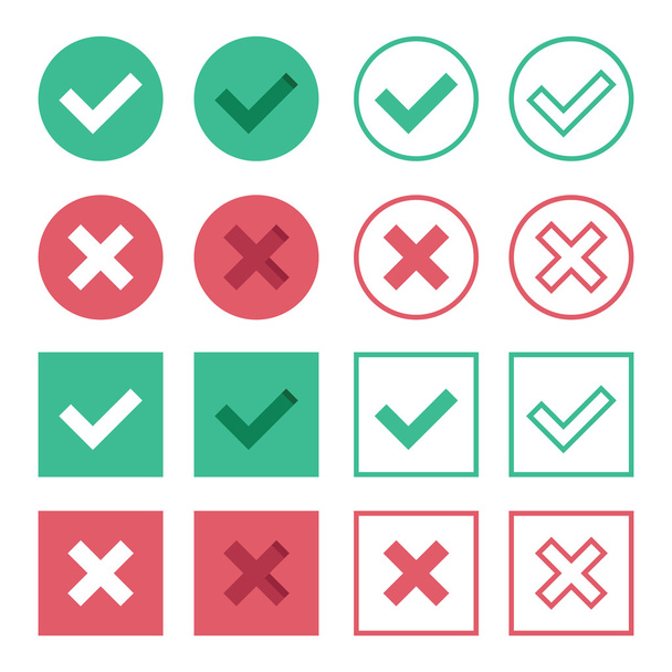 Vector Set of Flat Design Check Marks Icons - ベクター画像