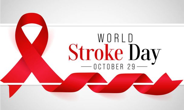 Az agyvérzés világnapját minden évben október 29-én tartják, a stroke akkor alakul ki, amikor az agy egy részének vérellátása megszakad vagy csökken, megakadályozva az agyszövet oxigénhez és tápanyaghoz jutását.. - Vektor, kép