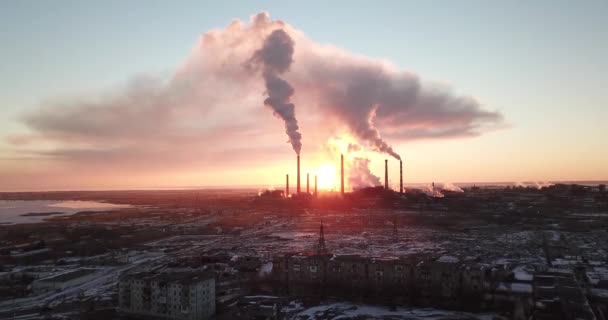 An epic sunset and a Smoking factory. - Footage, Video