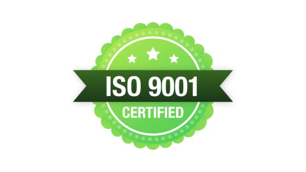 ISO 9001 - сертифікований значок, ікона. Сертифікаційна марка. Графіка руху. - Кадри, відео