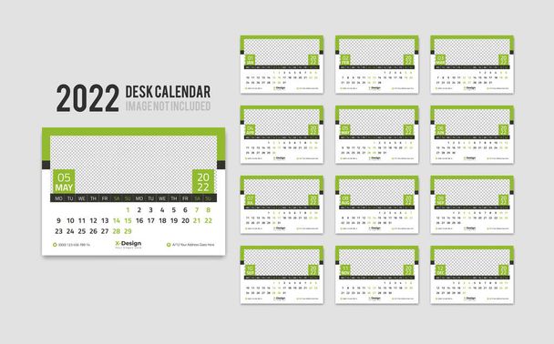 2022 desk calendar planner set template for corporate company, design week start on Monday - Vector, Image