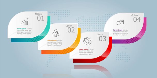 horizontale Infografik Elementpräsentation mit Business-Icons 4 Schritte Vektor Illustration Hintergrund - Vektor, Bild