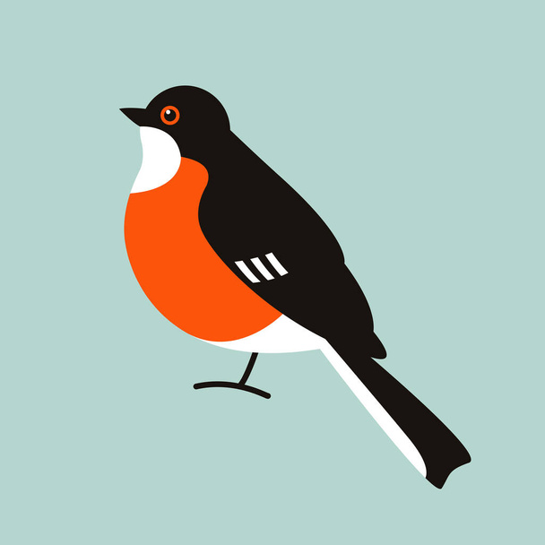 piros légycsapó madár, vektor illusztráció, lapos stílus, oldalnézet - Vektor, kép