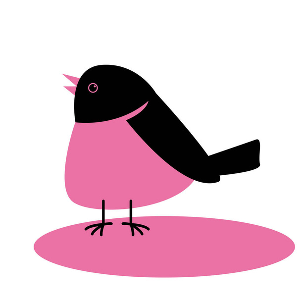 pájaro atrapamoscas rojo, ilustración vectorial, estilo plano, vista lateral - Vector, imagen