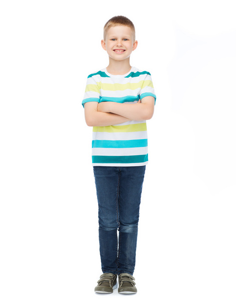 little boy in casual clothes with arms crossed - Фото, изображение