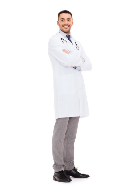smiling male doctor with stethoscope - Fotoğraf, Görsel