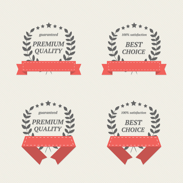 Vector elements with red ribbons - Vector, Imagen