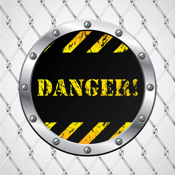 Wired fence with danger sign - Vector, Image