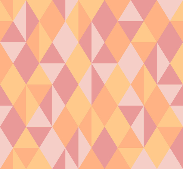 Patrón de fondo abstracto sin costuras. Tonos pastel, rosa, naranja, amarillo. Geométrico, forma de diamante, triángulo. Textura de diseño para la cubierta, pancarta, volante, cartel, azulejo, textil, pared. Ilustración vectorial. - Vector, Imagen