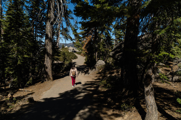 A female walking on the unpaved road in Yosemite park in the USA - wildlife - Foto, imagen