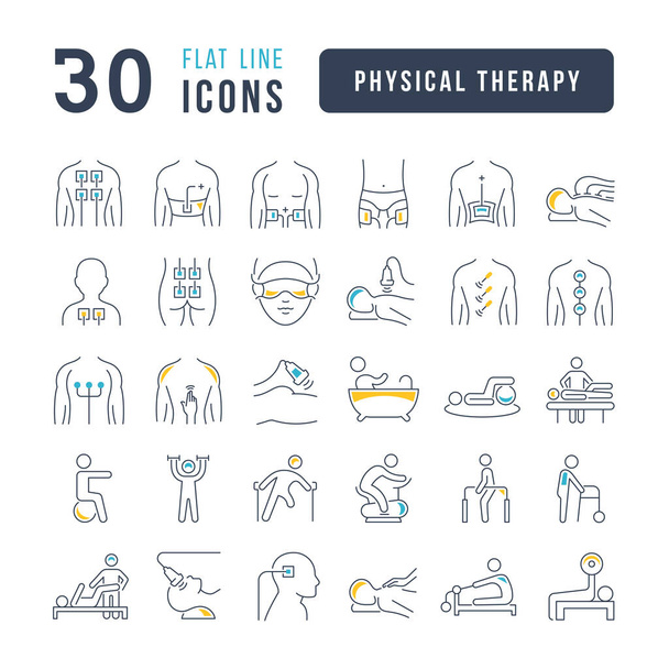 Physical Therapy. Collection of perfectly thin icons for web design, app, and the most modern projects. The kit of signs for category Medicine. - Vector, Imagen