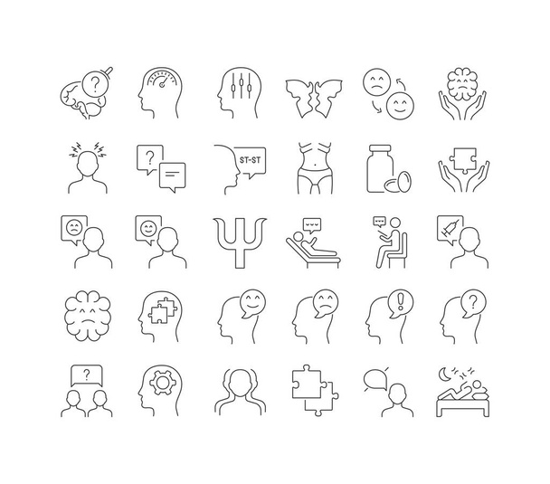 Psychology and Psychotherapy. Collection of perfectly thin icons for web design, app, and the most modern projects. The kit of signs for category Medicine. - Vector, afbeelding