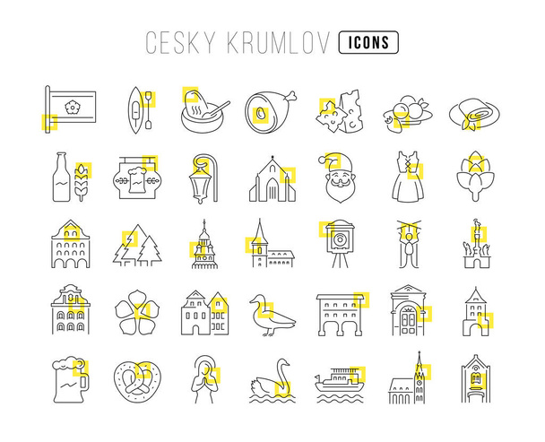 Cesky Krumlov. Collection of perfectly thin icons for web design, app, and the most modern projects. The kit of signs for category Countries and Cities. - Διάνυσμα, εικόνα