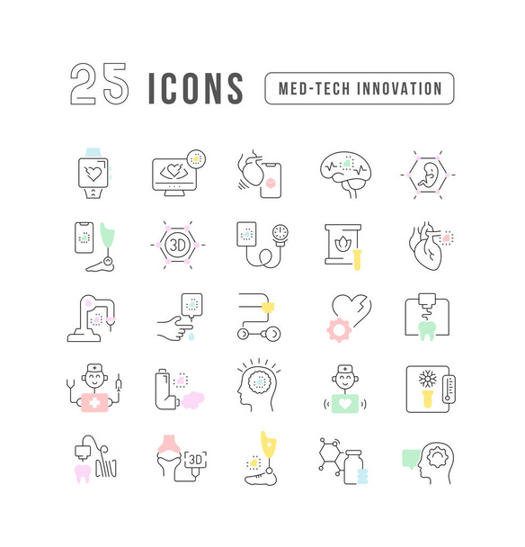 Med-Tech Innovation. Collection of perfectly thin icons for web design, app, and the most modern projects. The kit of signs for category Medicine. - Vecteur, image