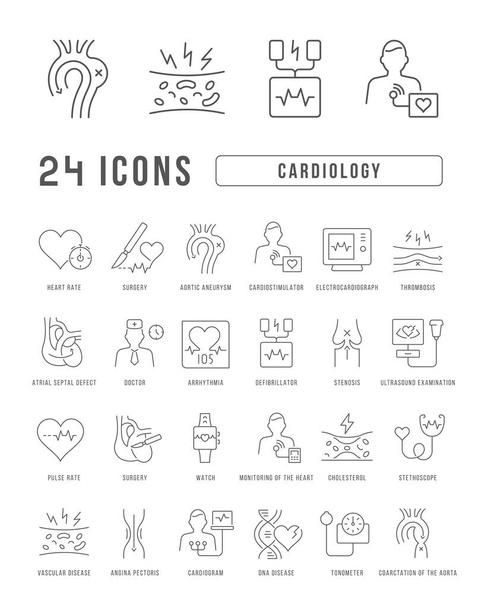 Cardiology. Collection of perfectly thin icons for web design, app, and the most modern projects. The kit of signs for category Medicine. - Vector, afbeelding