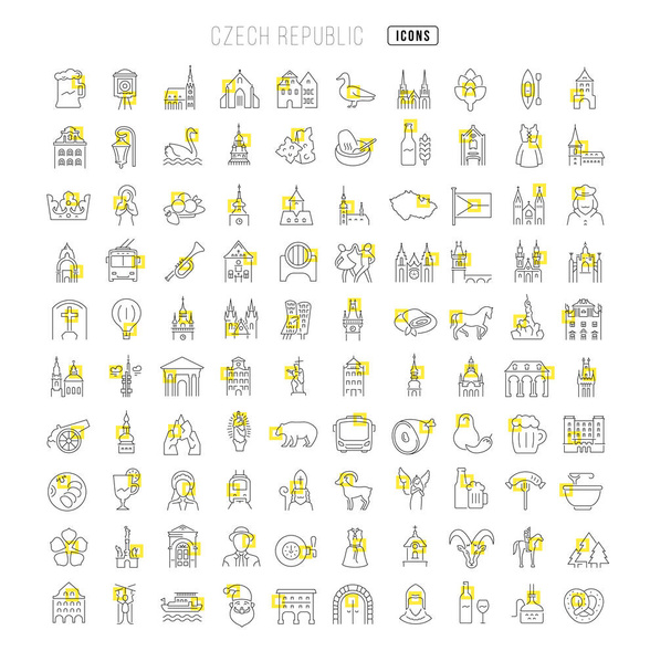 Czech Republic. Collection of perfectly thin icons for web design, app, and the most modern projects. The kit of signs for category Countries and Cities. - Διάνυσμα, εικόνα