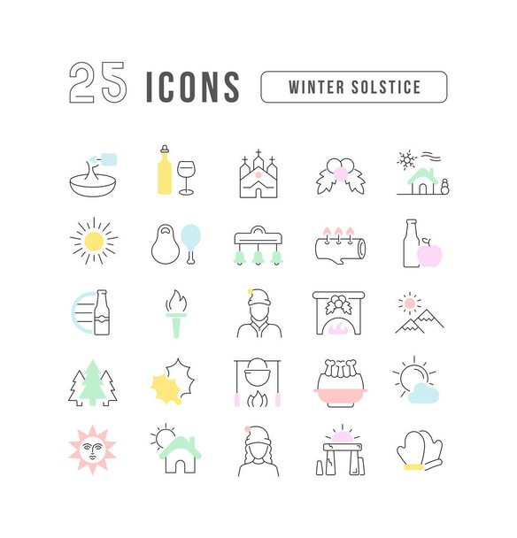 Winter Solstice. Collection of perfectly thin icons for web design, app, and the most modern projects. The kit of signs for category Holidays. - Vector, Image