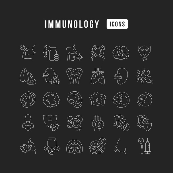 Immunológia. Gyűjteménye tökéletesen vékony ikonok web design, app, és a legmodernebb projektek. Az orvosi kategória jelzőkészlete. - Vektor, kép