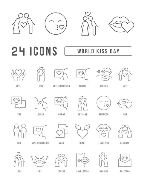 World Kiss Day. Collection of perfectly thin icons for web design, app, and the most modern projects. The kit of signs for category Holidays. - Vector, Image