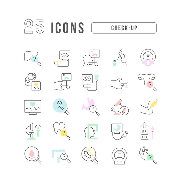 Check-Up. Collection of perfectly thin icons for web design, app, and the most modern projects. The kit of signs for category Medicine. - Vector, Image