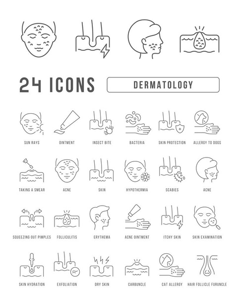Dermatology. Collection of perfectly thin icons for web design, app, and the most modern projects. The kit of signs for category Medicine. - Vector, Image
