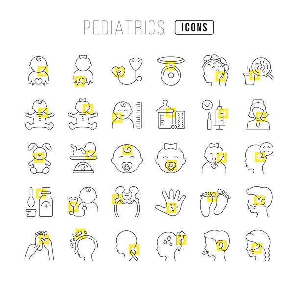 Pediatrics. Collection of perfectly thin icons for web design, app, and the most modern projects. The kit of signs for category Medicine. - Wektor, obraz