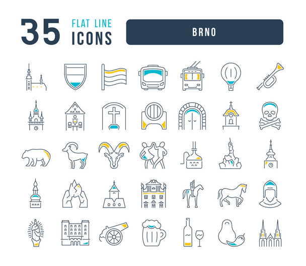 brno. Sammlung perfekt dünner Icons für Webdesign, App und die modernsten Projekte. das Schilderset für Länder und Städte der Kategorie. - Vektor, Bild