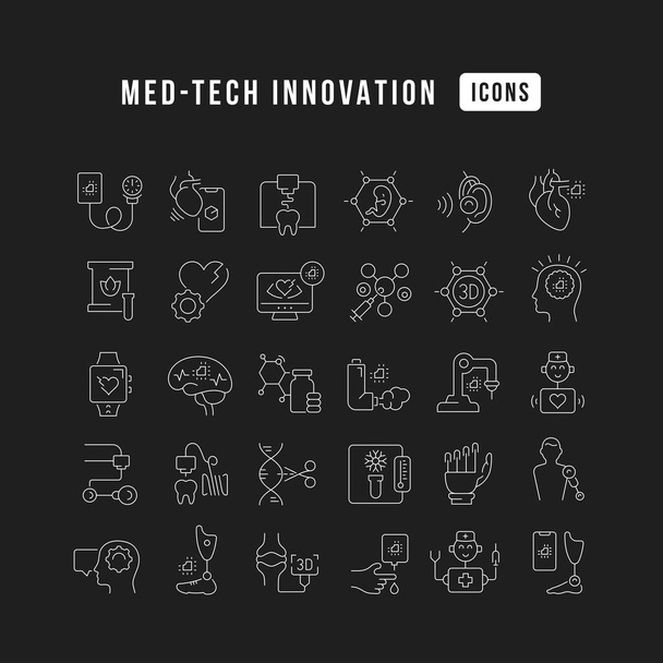 Med-Tech Innovation. Collection of perfectly thin icons for web design, app, and the most modern projects. The kit of signs for category Medicine. - Vector, Imagen