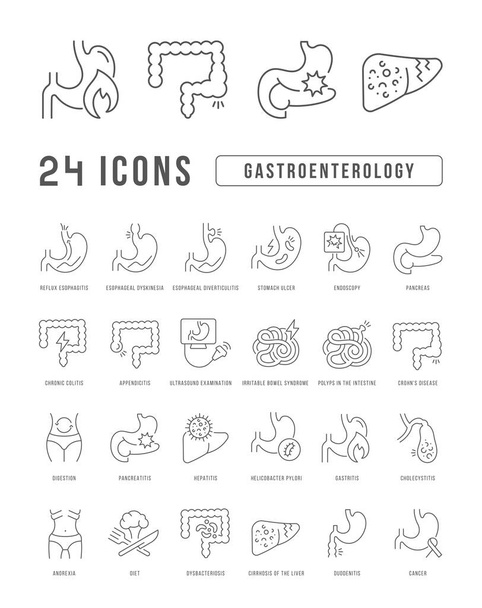 Gastroenterology. Collection of perfectly thin icons for web design, app, and the most modern projects. The kit of signs for category Medicine. - Vektor, obrázek