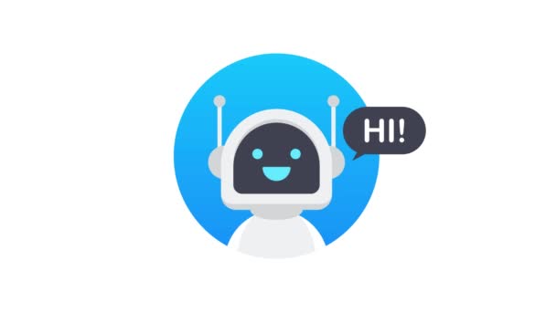 Chat Bot Korzystanie z laptopa, Robot Virtual Assistance of Website lub aplikacje mobilne. Obsługa głosowa bota. Internetowy robot wsparcia. Grafika ruchowa. - Materiał filmowy, wideo
