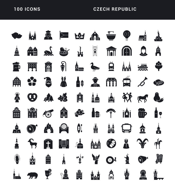 Tschechische Republik. Sammlung vollkommen einfacher monochromer Symbole für Webdesign, App und die modernsten Projekte. Universalpaket klassischer Schilder für Länder und Städte der Kategorie. - Vektor, Bild