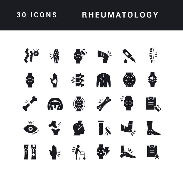 Rheumatology. Collection of perfectly simple monochrome icons for web design, app, and the most modern projects. Universal pack of classical signs for category Medicine. - Vektör, Görsel