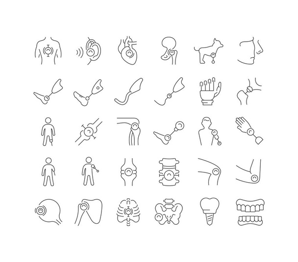 Prosthetics. Collection of perfectly thin icons for web design, app, and the most modern projects. The kit of signs for category Medicine. - Vector, Imagen