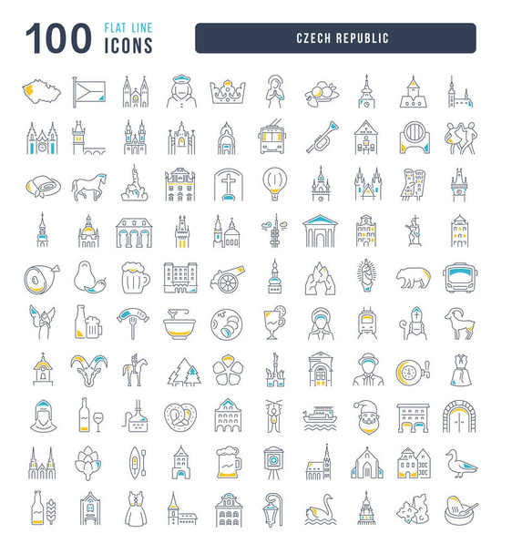 Tschechische Republik. Sammlung perfekt dünner Icons für Webdesign, App und die modernsten Projekte. das Schilderset für Länder und Städte der Kategorie. - Vektor, Bild