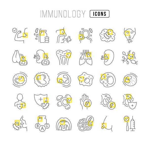 Immunology. Collection of perfectly thin icons for web design, app, and the most modern projects. The kit of signs for category Medicine. - Vektör, Görsel