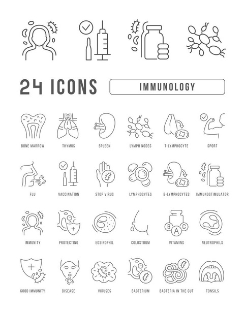 Immunology. Collection of perfectly thin icons for web design, app, and the most modern projects. The kit of signs for category Medicine. - Vektör, Görsel
