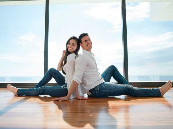 relaxed young couple at home - 写真・画像