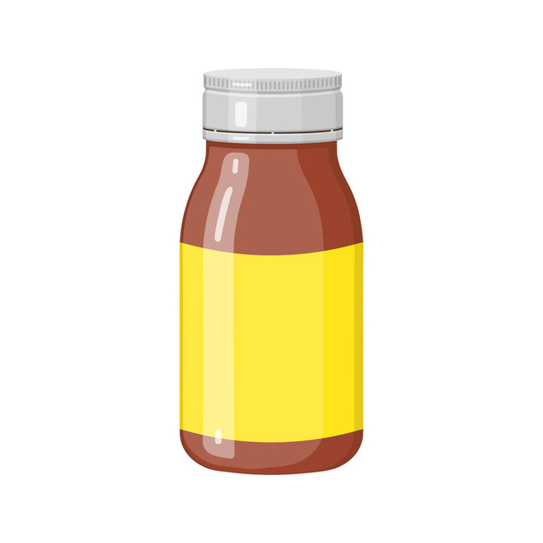 Medical syrup in bottle isolated on white background. Liquid medicine for sore throat, cold, flu and other respiratory tract infection. Vector cartoon illustration - Διάνυσμα, εικόνα