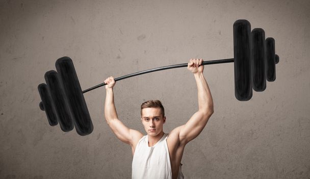 muscular man lifting weights - Фото, изображение