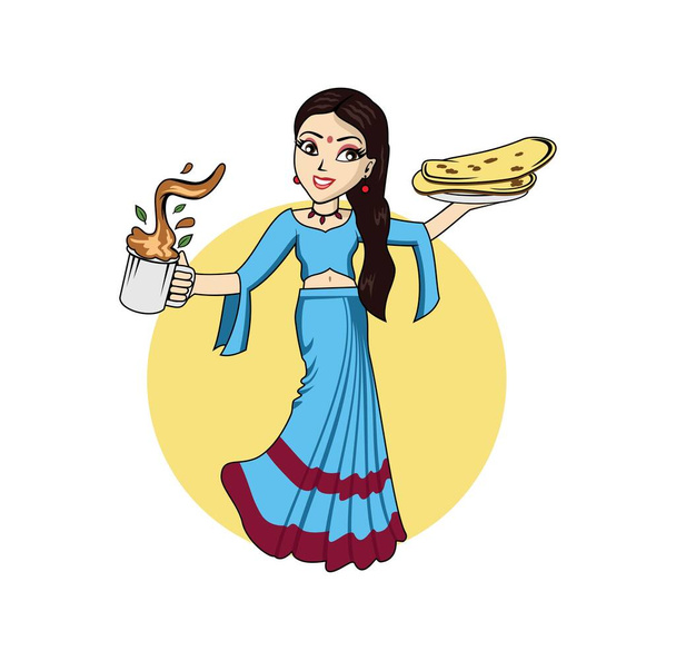 Schöne indische Frauen Charakter Design Illustration Vektor eps Format, geeignet für Ihre Design-Bedürfnisse, Logo, Illustration, Animation, etc. - Vektor, Bild